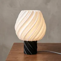 Dekoratif Modern Spiral Abajur Siyah Beyaz Masa Lambası Gece Lambası - Görsel 3